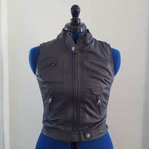 Love Republic Faux Leather Gray Zip-Up Vest Size S